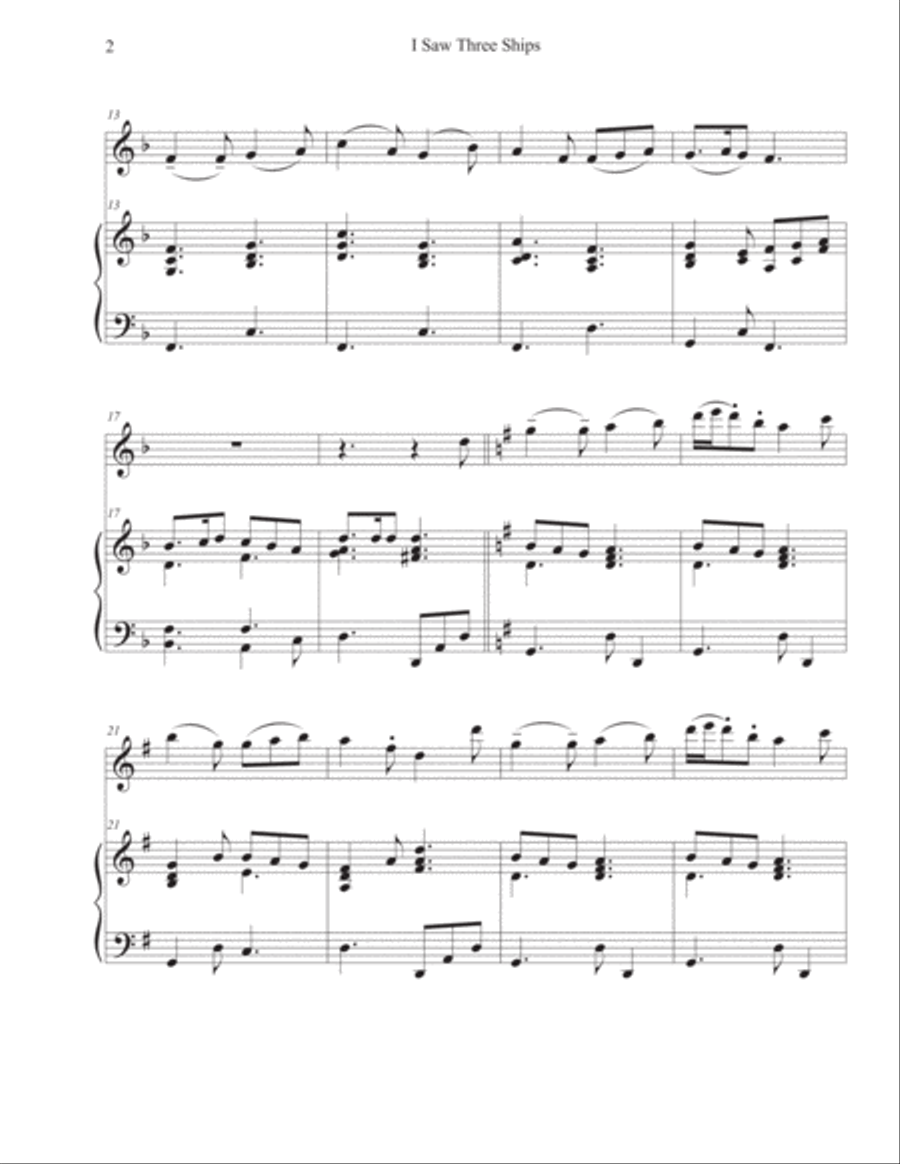 I Saw Three Ships (Violin-Piano) Violin Solo scores gallery preview page 2