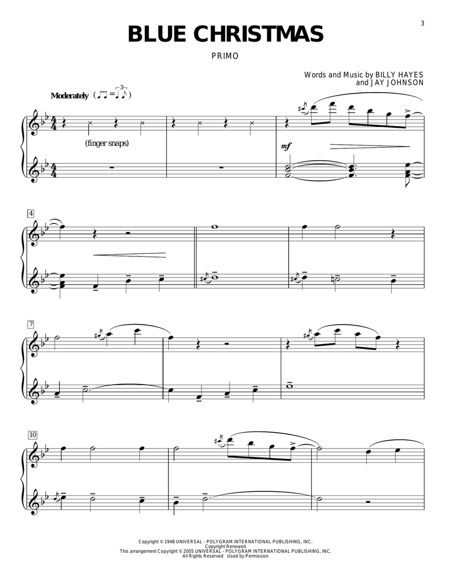 Blue Christmas Blue Christmas Piano Duet scores gallery preview page 2