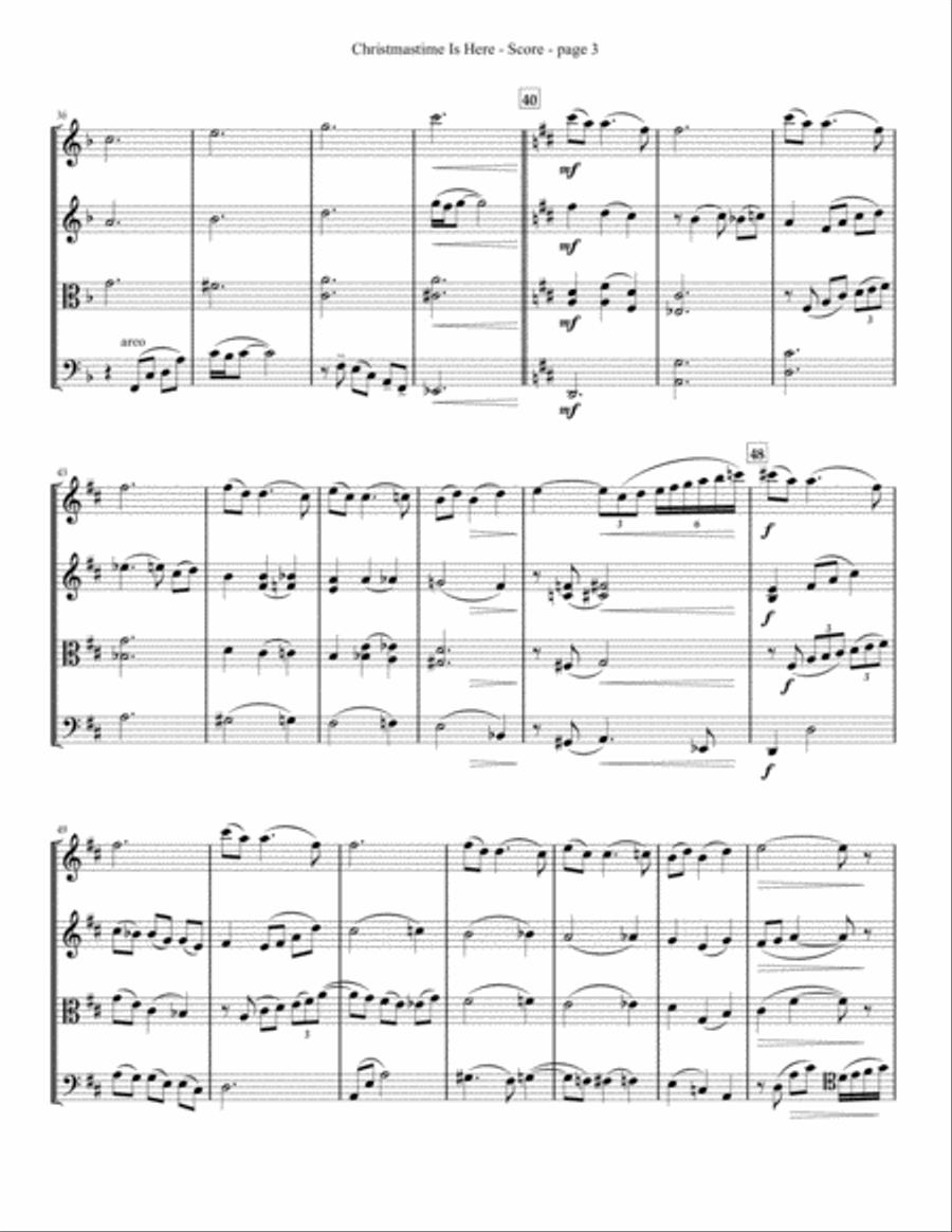 Christmas Time Is Here String Quartet scores gallery preview page 3