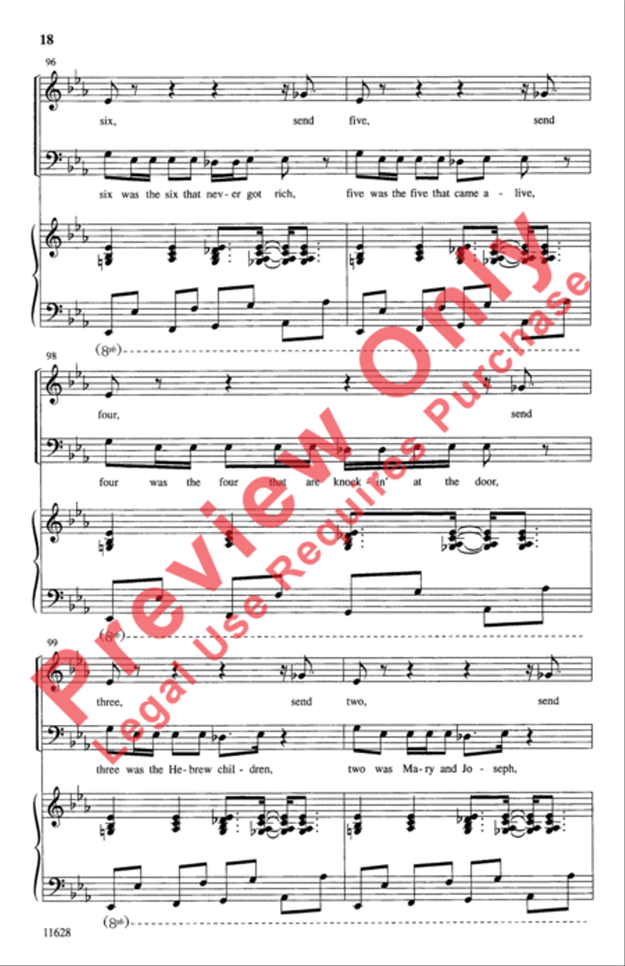 Children, Go Where I Send Thee 4-Part scores gallery preview page 18