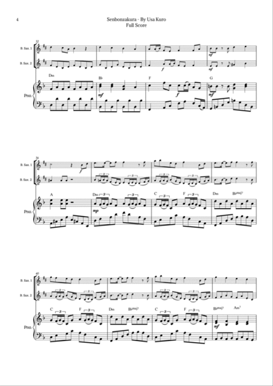 Senbonzakura Woodwind Duet scores gallery preview page 4