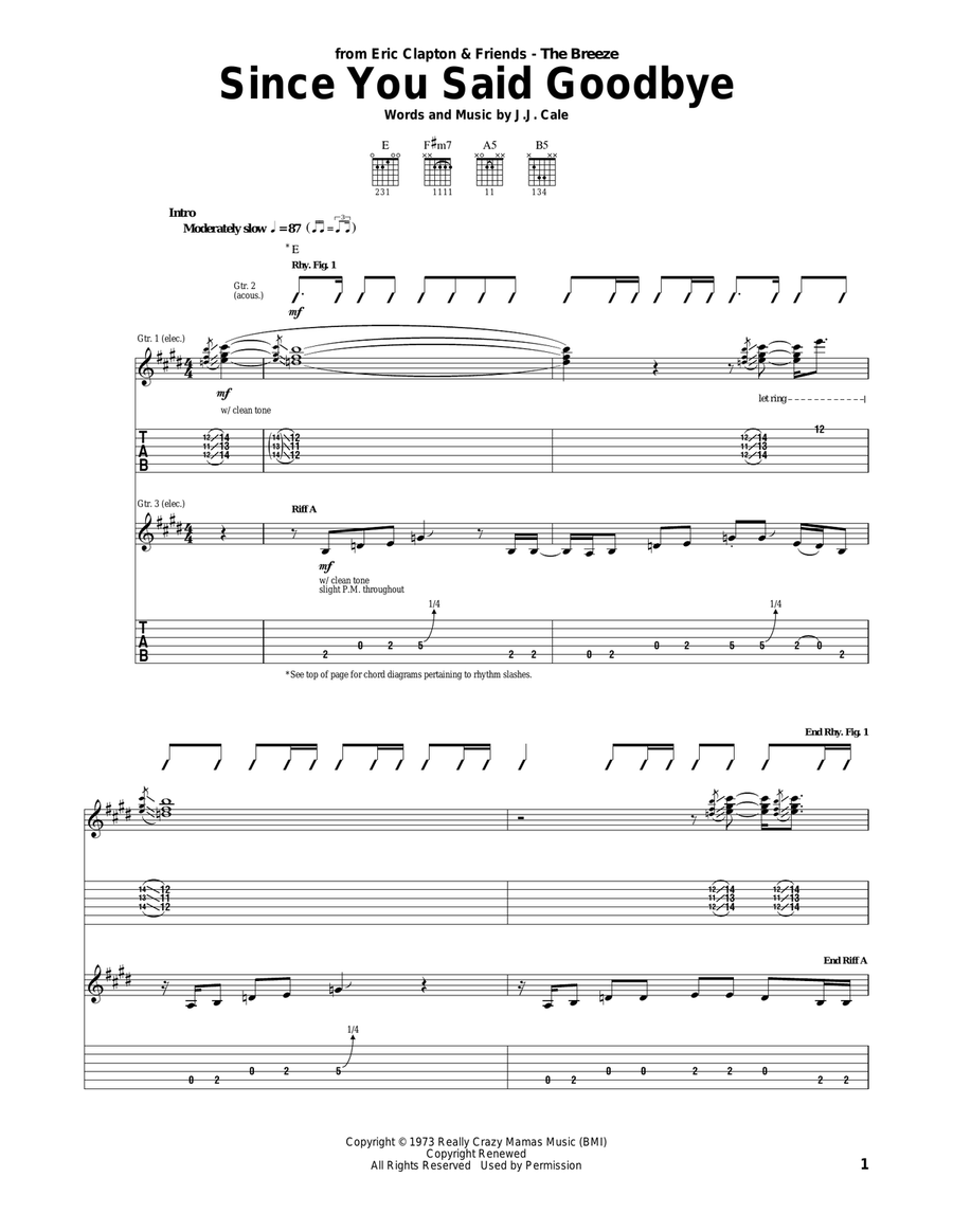 Since You Said Goodbye Since You Said Goodbye Electric Guitar scores gallery preview page 1