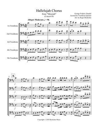 Book cover for Hallelujah (from "Messiah") (D) (Trombone Quintet)