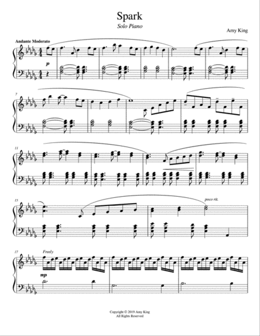 Spark Piano Solo scores gallery preview page 2
