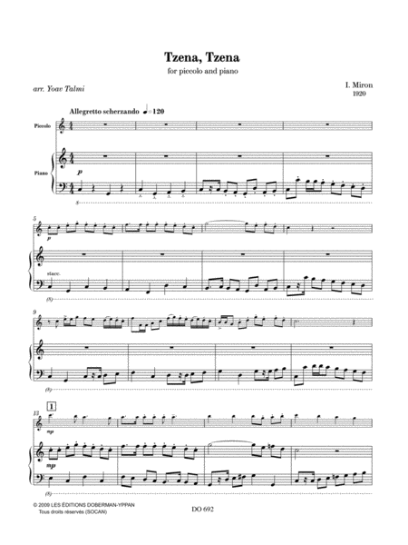 Two Israeli Songs for Piccolo