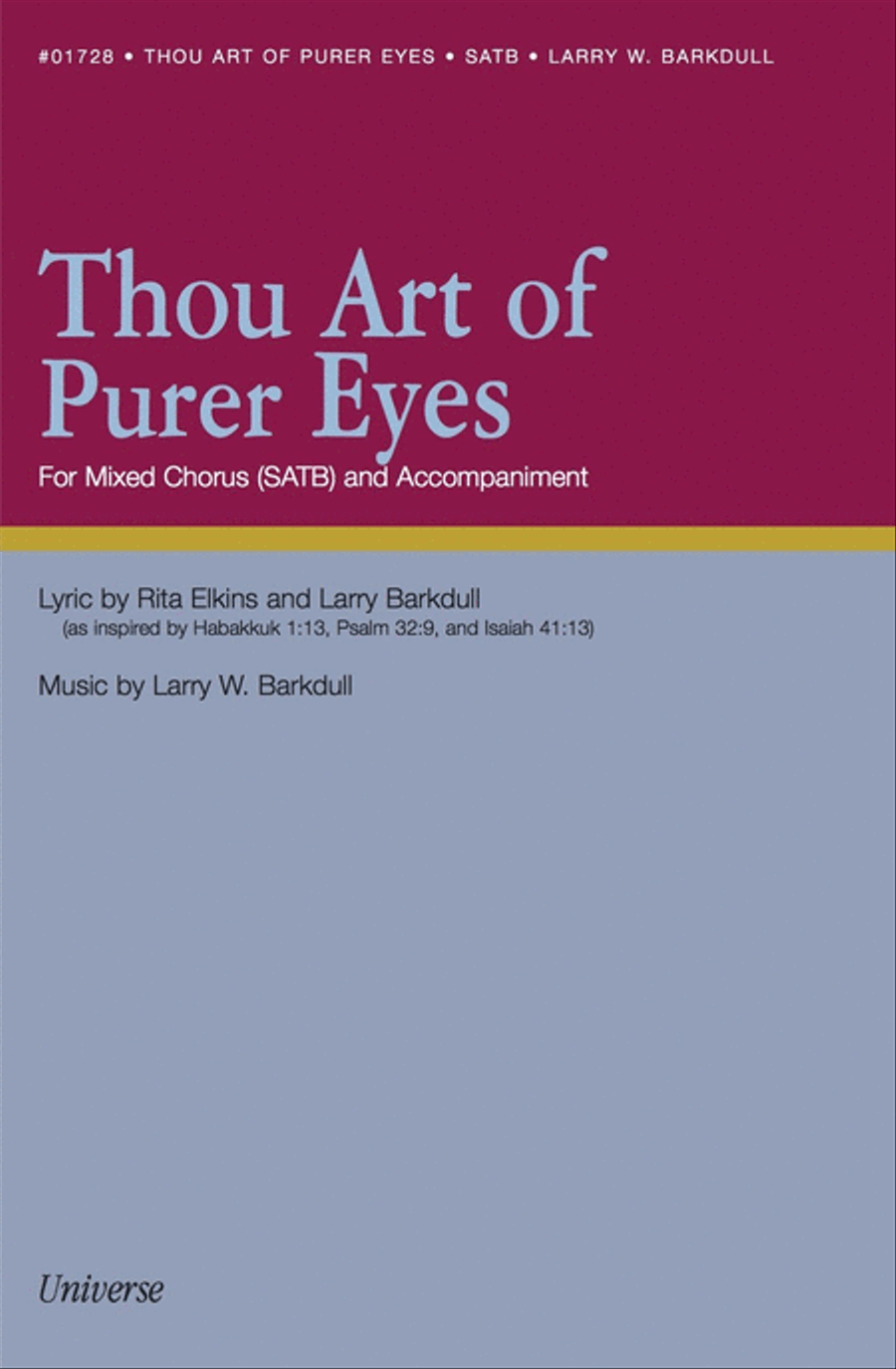 Thou Art of Purer Eyes - SATB