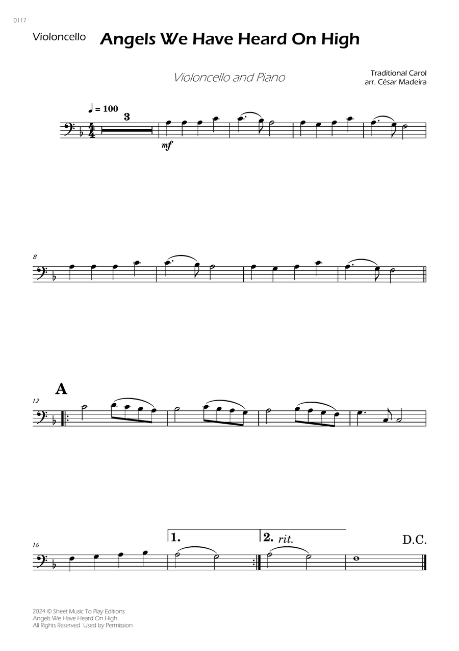 Angels We Have Heard On High - Cello and Piano Piano scores gallery preview page 2