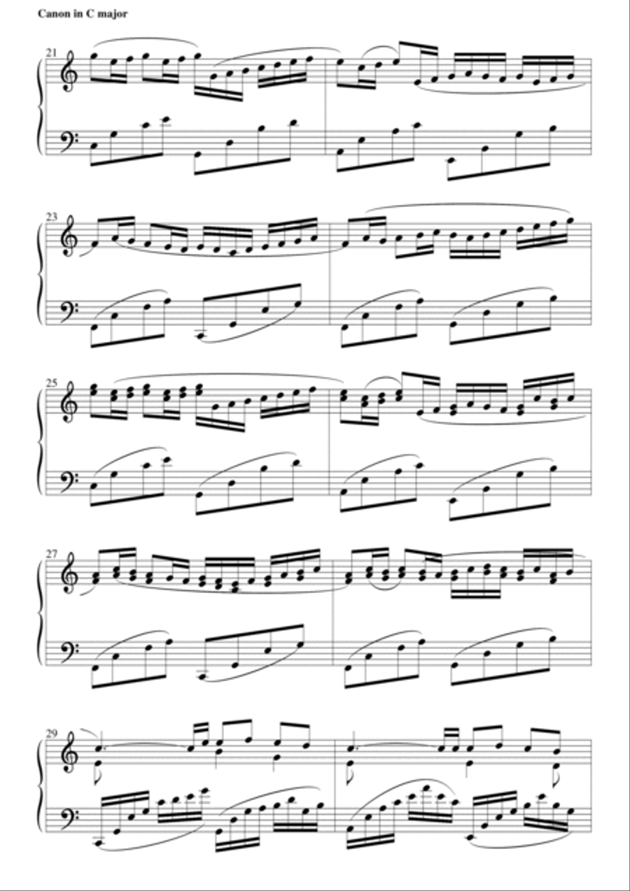 Canon in C major beautiful piano solo Piano Solo scores gallery preview page 2