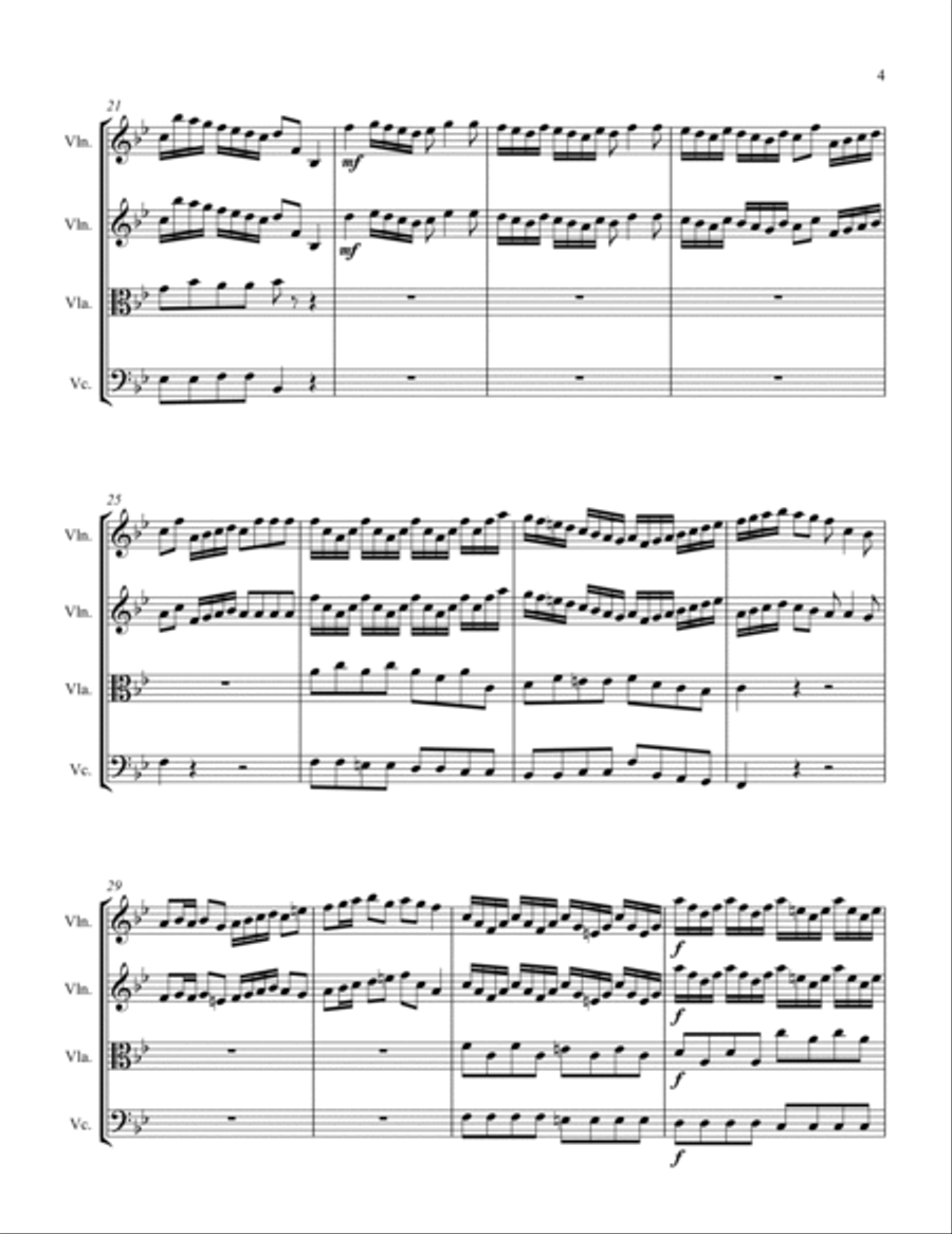 ARRIVAL OF THE QUEEN OF SHEBA String Quartet, Intermediate Level for 2 violins, viola and cello String Quartet scores gallery preview page 6