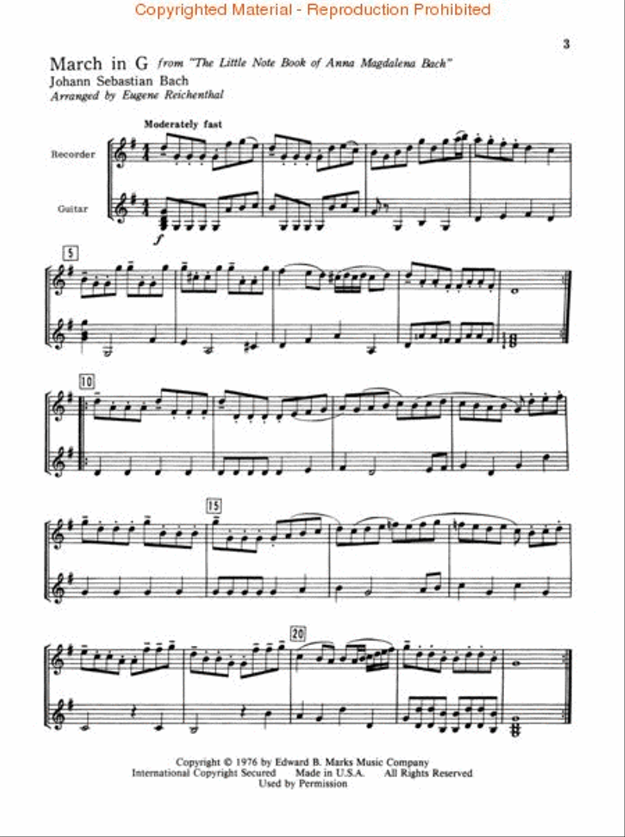 Bach for Soprano or Tenor Recorder and Guitar Tenor Recorder scores gallery preview page 2