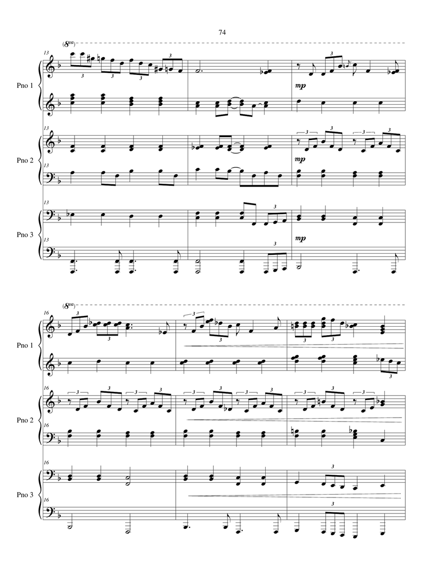 Triple Boogie - piano trio for one piano - six hands Piano Duet scores gallery preview page 4