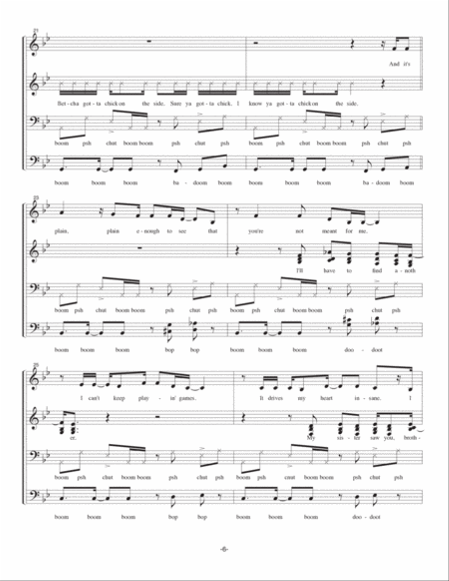 How Long (betcha Got A Chick On The Side) 4-Part scores gallery preview page 6