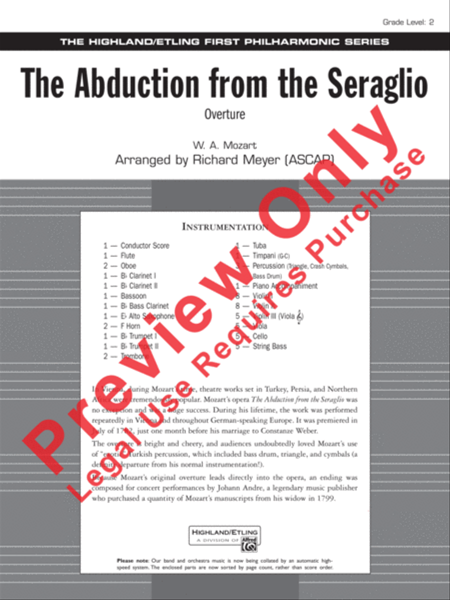 The Abduction from the Seraglio Full Orchestra scores gallery preview page 2
