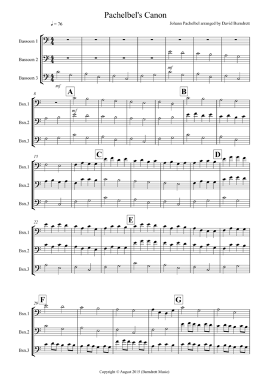 Pachelbel's Canon for Bassoon Trio Woodwind Trio scores gallery preview page 1