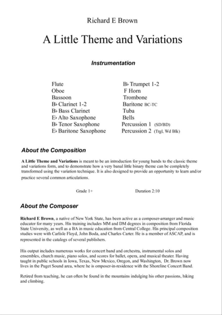 A Little Theme and Variations Concert Band scores gallery preview page 2