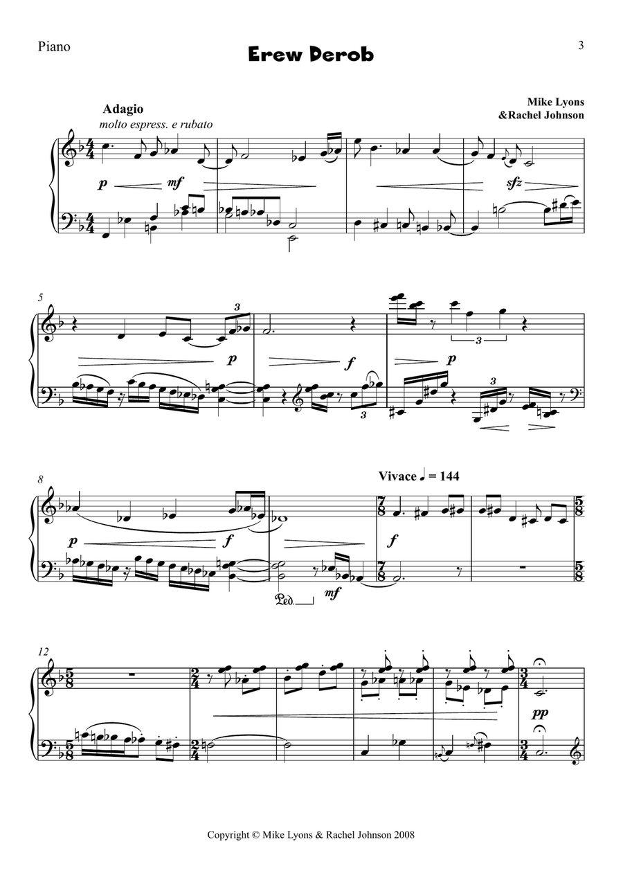 Erew Derob Piano Solo scores gallery preview page 3