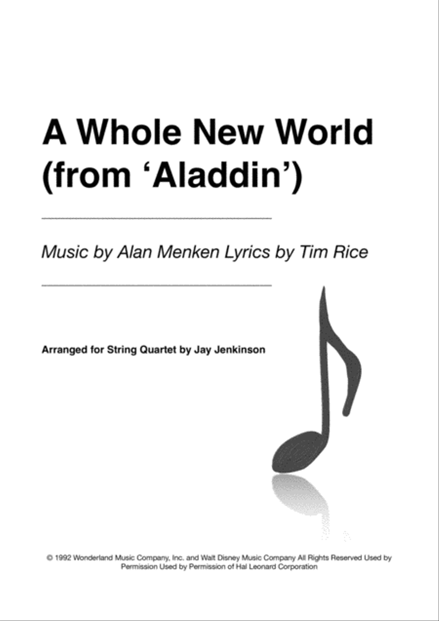 A Whole New World (from 'Aladdin') String Quartet scores gallery preview page 1