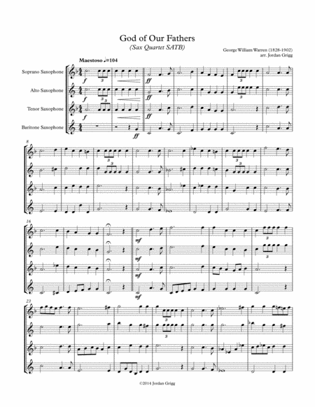 God of Our Fathers (Sax Quartet SATB) image number null