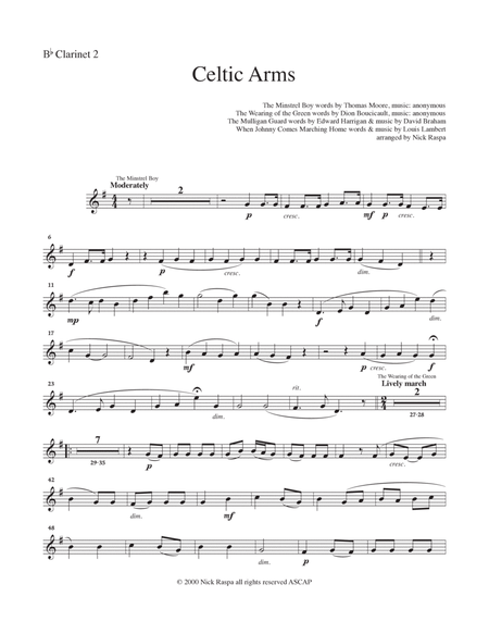 Celtic Arms - B Flat Clarinet 2 part by Nick Raspa B-Flat Clarinet - Digital Sheet Music