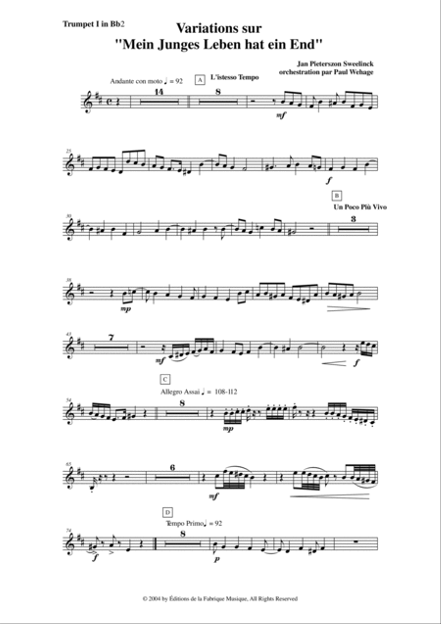 Jan Pieterszoon Sweelinck/Paul Wehage - Variations on 