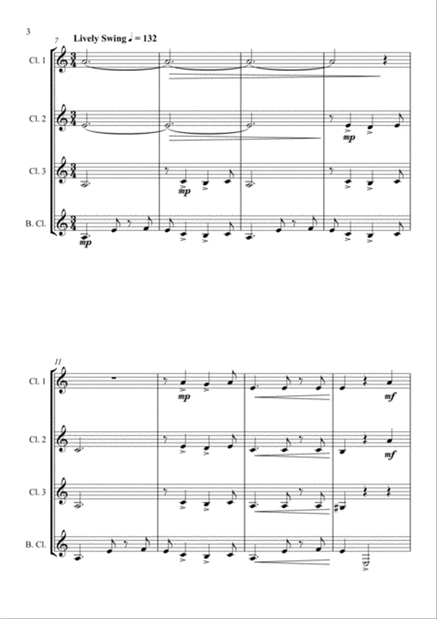 God Rest Ye Merry Gentlemen - Jazz Carol for Clarinet Quartet Clarinet Quartet scores gallery preview page 4