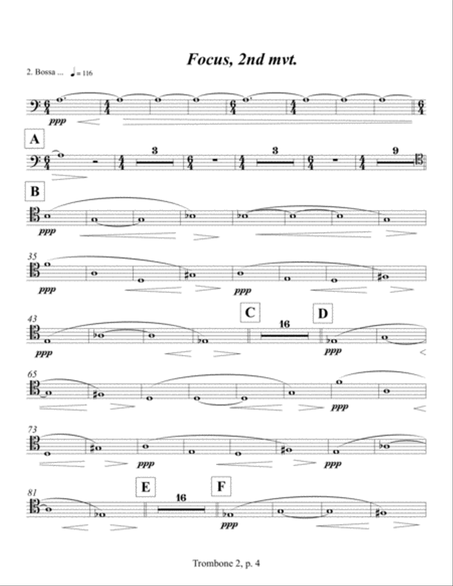 Focus on Grace ... A concerto for jazz saxophone and orchestra (2010) Trombone 2 Saxophone scores gallery preview page 4