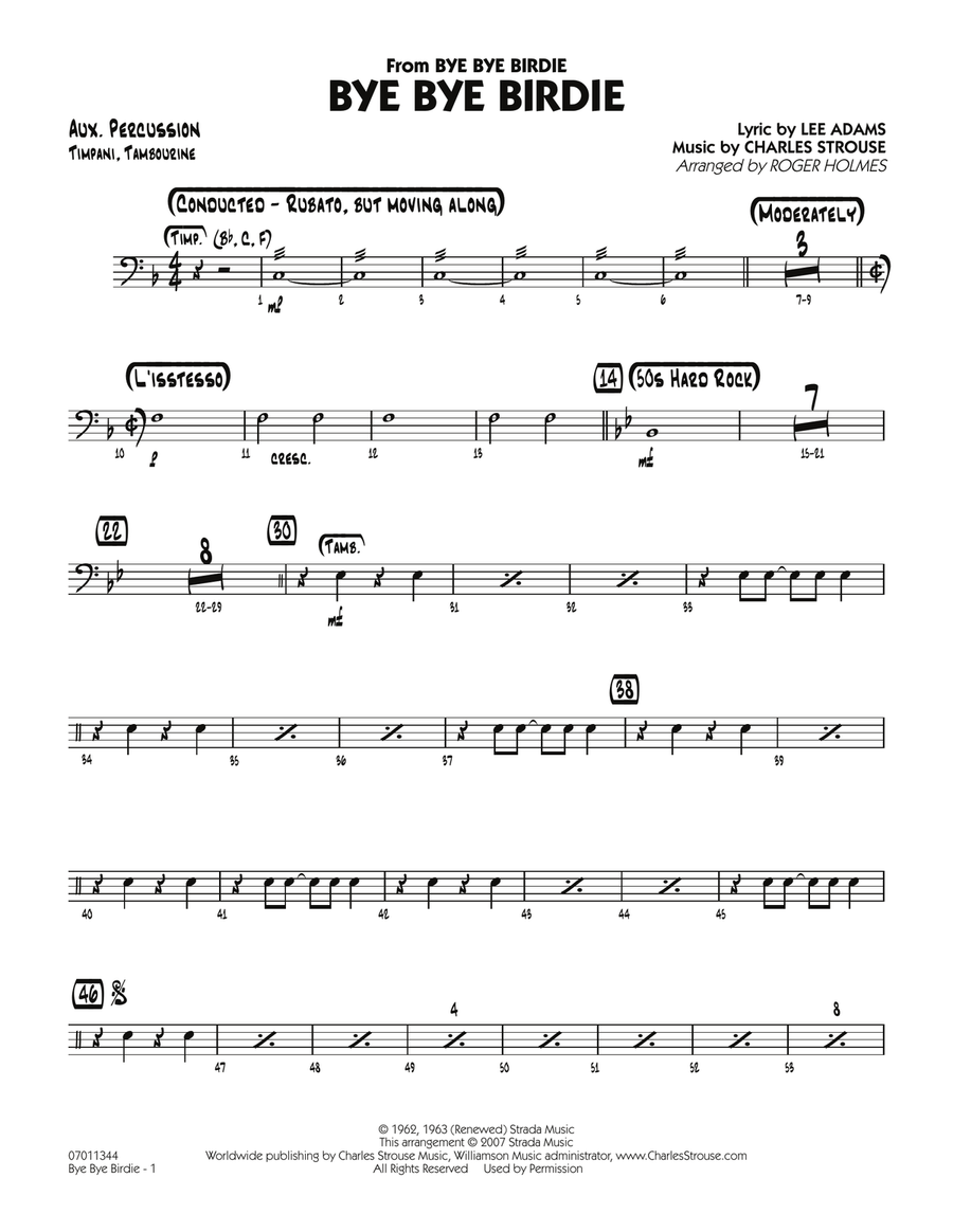 Bye Bye Birdie (w/ opt. Vocal) - Aux Percussion Jazz Ensemble scores gallery preview page 1