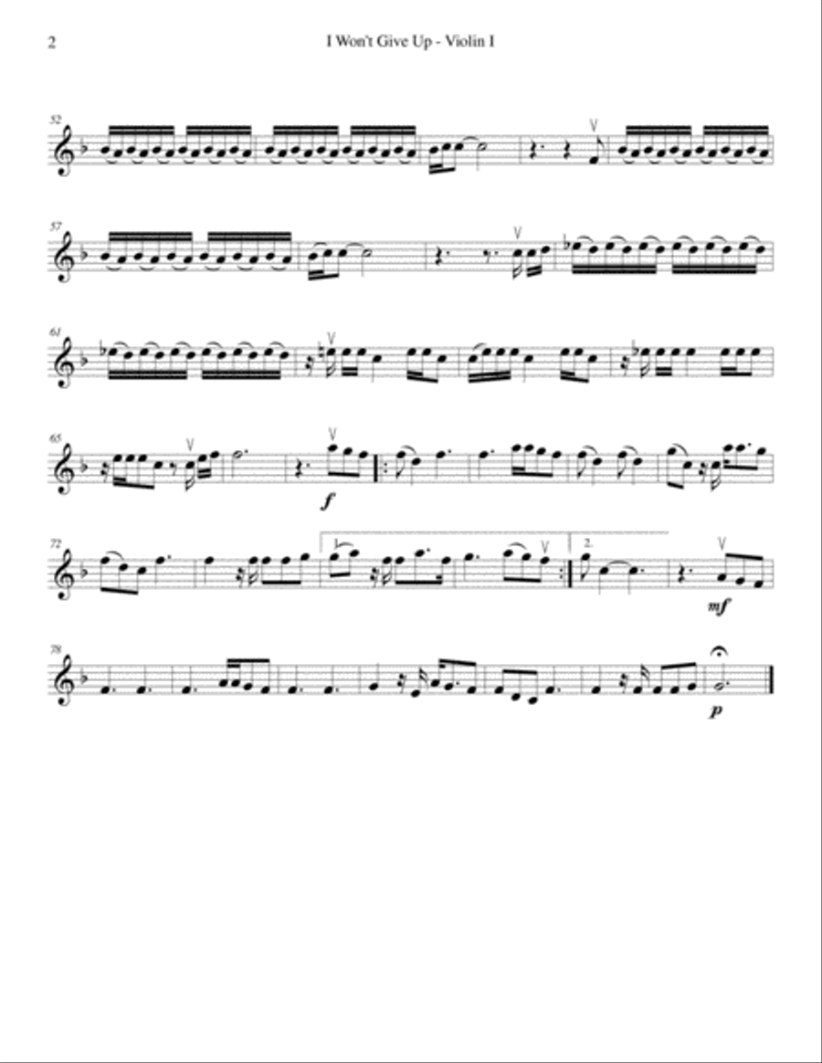 I Won't Give Up String Quartet scores gallery preview page 2