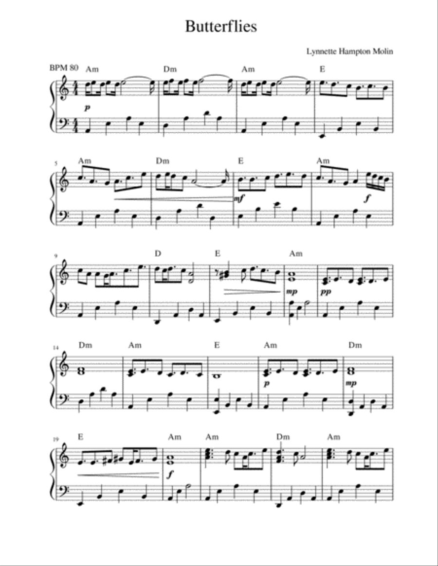 Butterflies Piano Solo scores gallery preview page 1