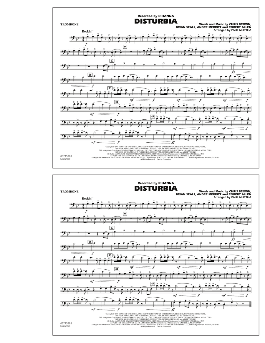 Disturbia - Trombone Marching Band scores gallery preview page 1