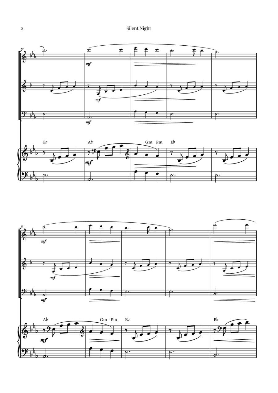 Silent Night | BEAUTIFUL Arrangement Woodwind Trio scores gallery preview page 2