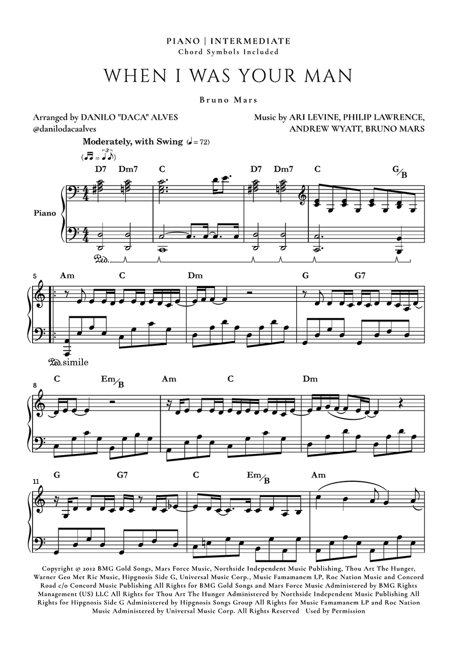 When I Was Your Man Piano Solo scores gallery preview page 1