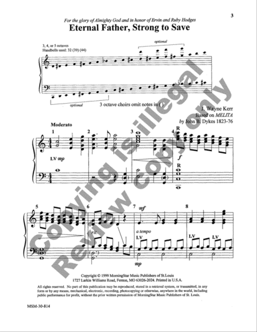 Eternal Father, Strong to Save Handbell Choir scores gallery preview page 6