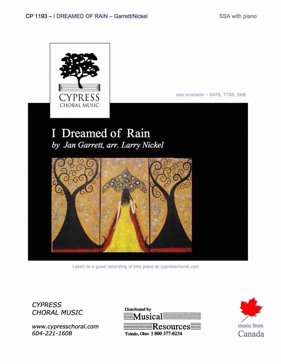 I Dreamed Of Rain SSA scores gallery preview page 1