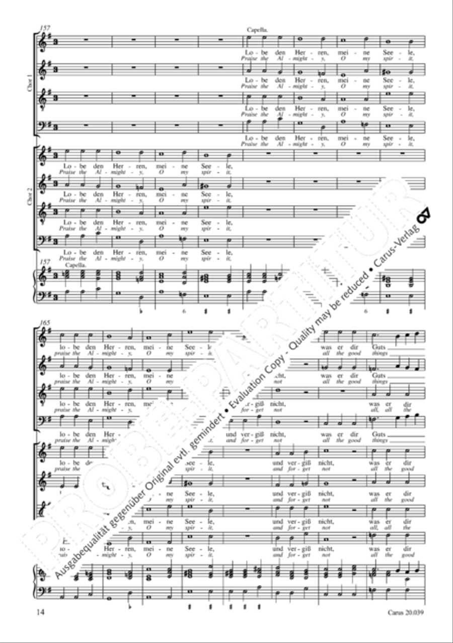 Praise the Almighty, O my spirit (Lobe den Herren, meine Seele) 4-Part scores gallery preview page 15
