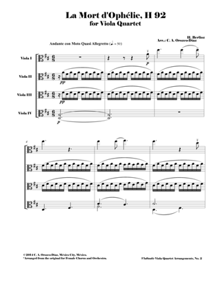 Book cover for Berlioz - La Mort d'Ophelie, H. 92 - Viola Quartet Arrangement (SCORE AND PARTS)