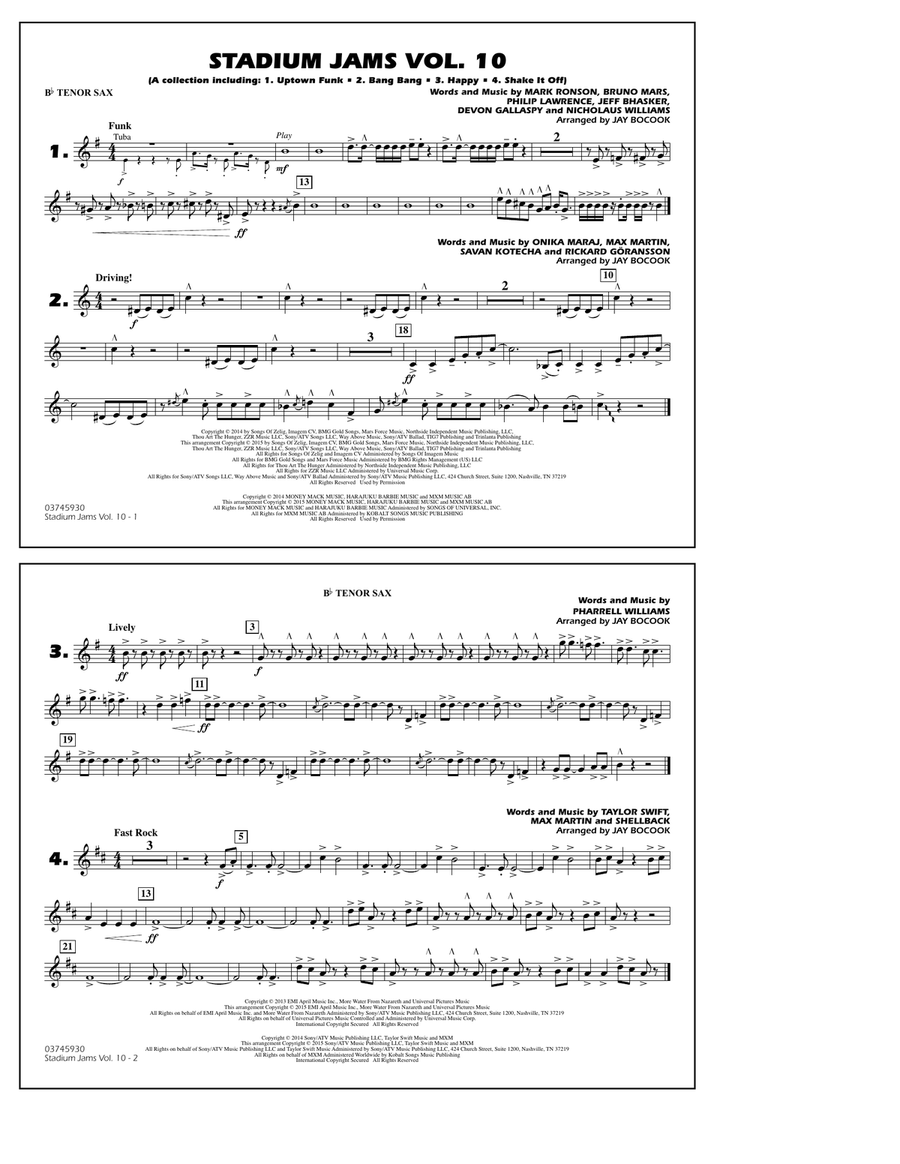 Stadium Jams Vol. 10 - Bb Tenor Sax