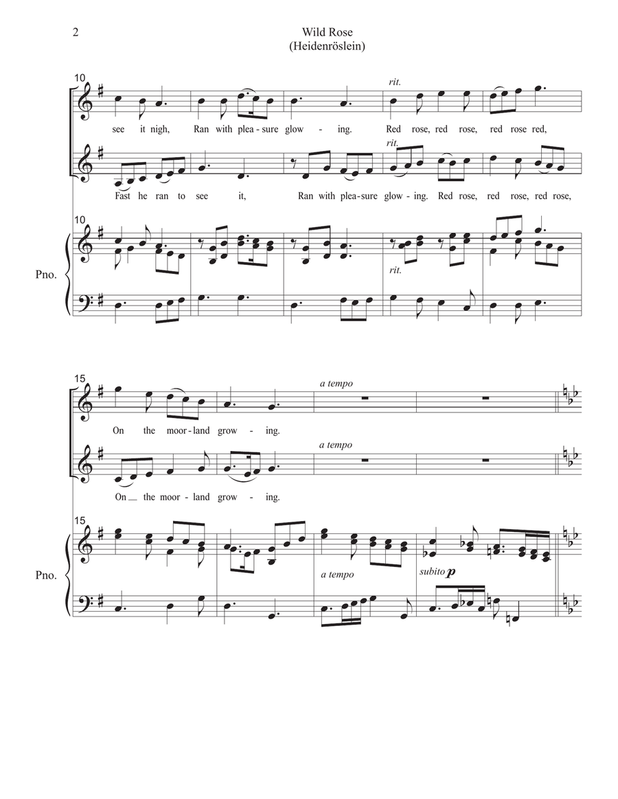 Wild Rose (Heidenröslein) Wild Rose (Heidenröslein) SA scores gallery preview page 2