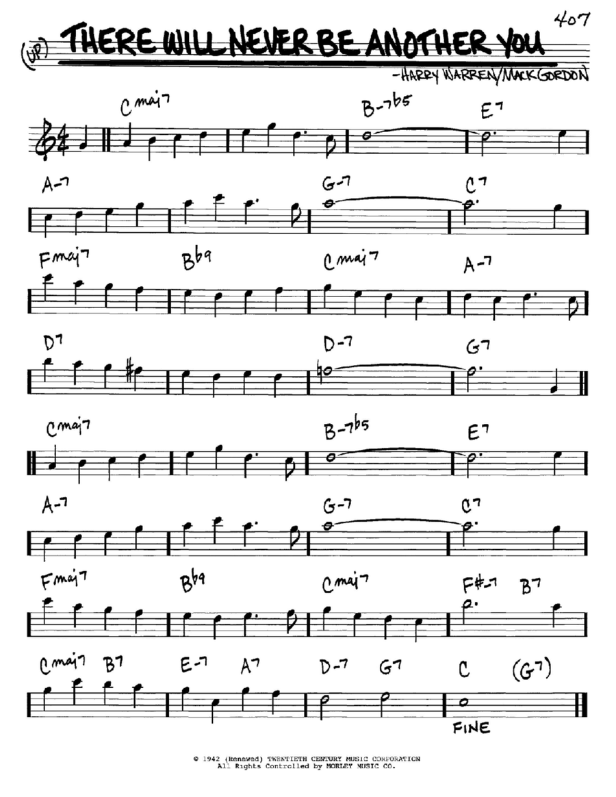 There Will Never Be Another You E-Flat Instrument scores gallery preview page 1