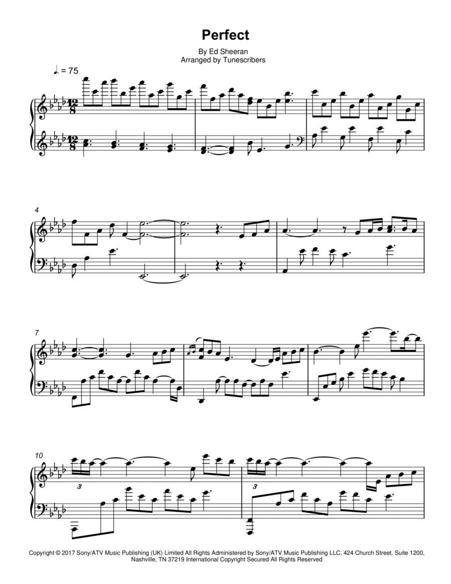 Perfect Perfect Piano Solo scores gallery preview page 1