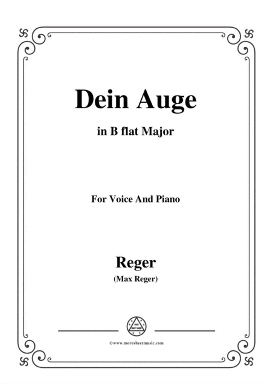 Reger-Dein Auge in B flat Major,for Voice and Piano Voice Solo scores gallery preview page 1