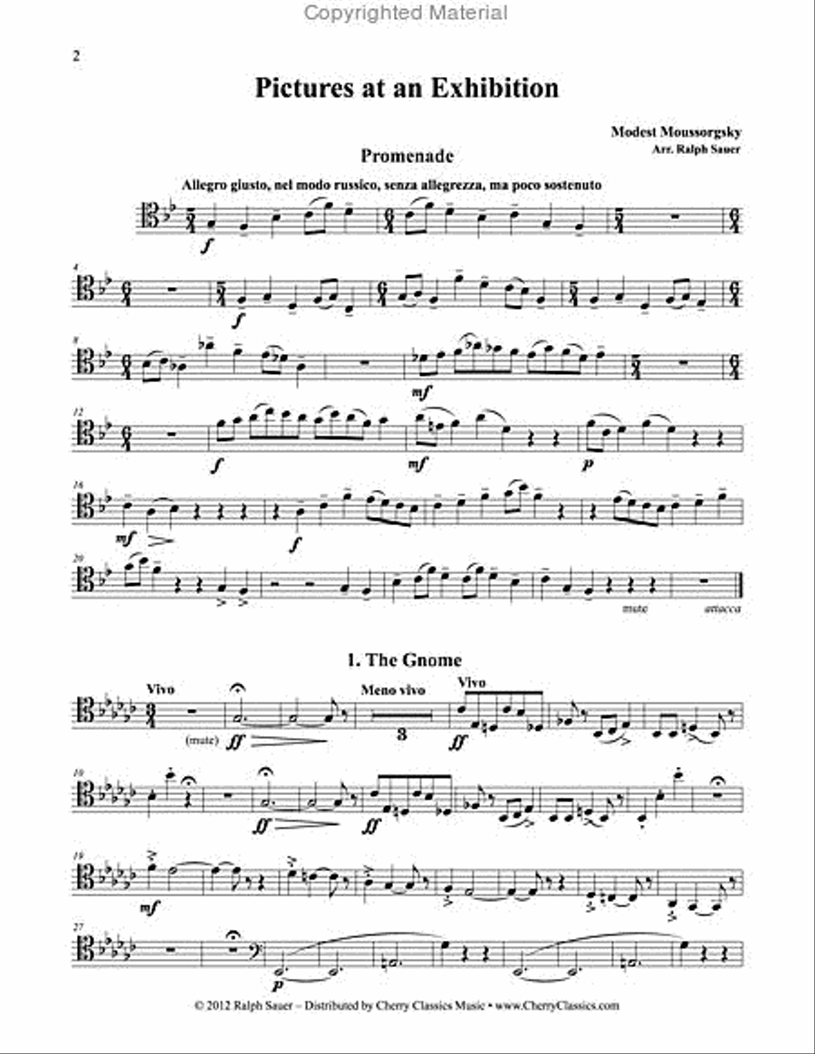 Pictures At An Exhibition for Trombone and Piano Piano Accompaniment scores gallery preview page 2