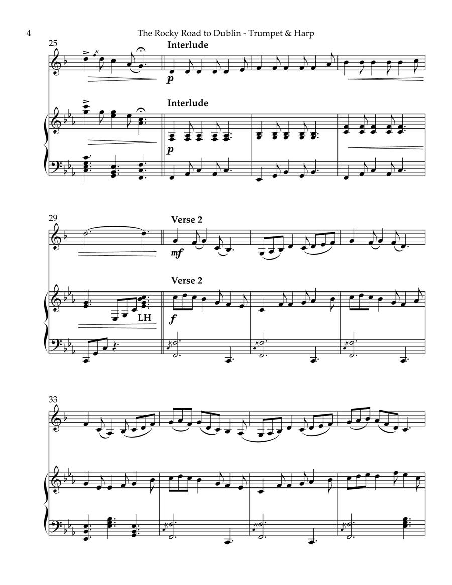 The Rocky Road to Dublin, Duet for Bb Trumpet & Harp Trumpet Duet scores gallery preview page 4