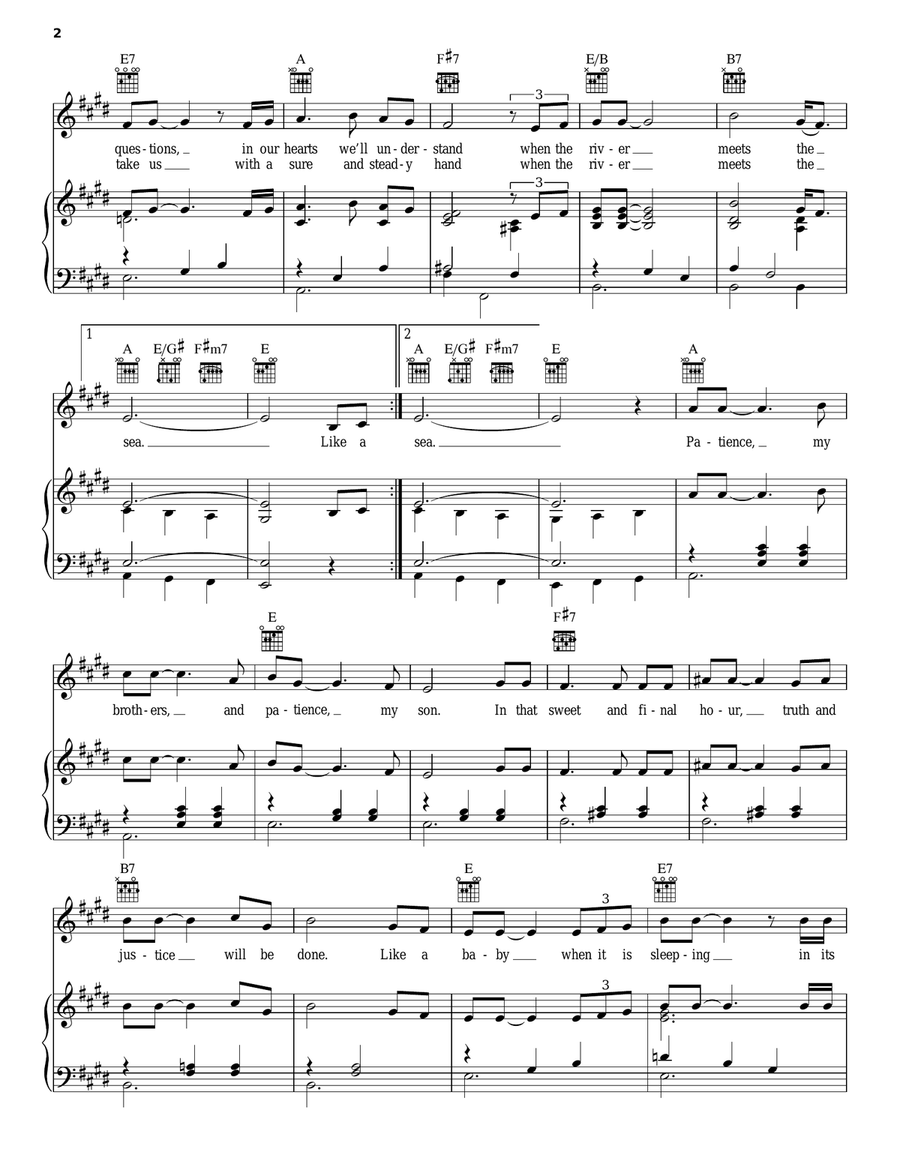 When The River Meets The Sea Piano, Vocal, Guitar scores gallery preview page 2