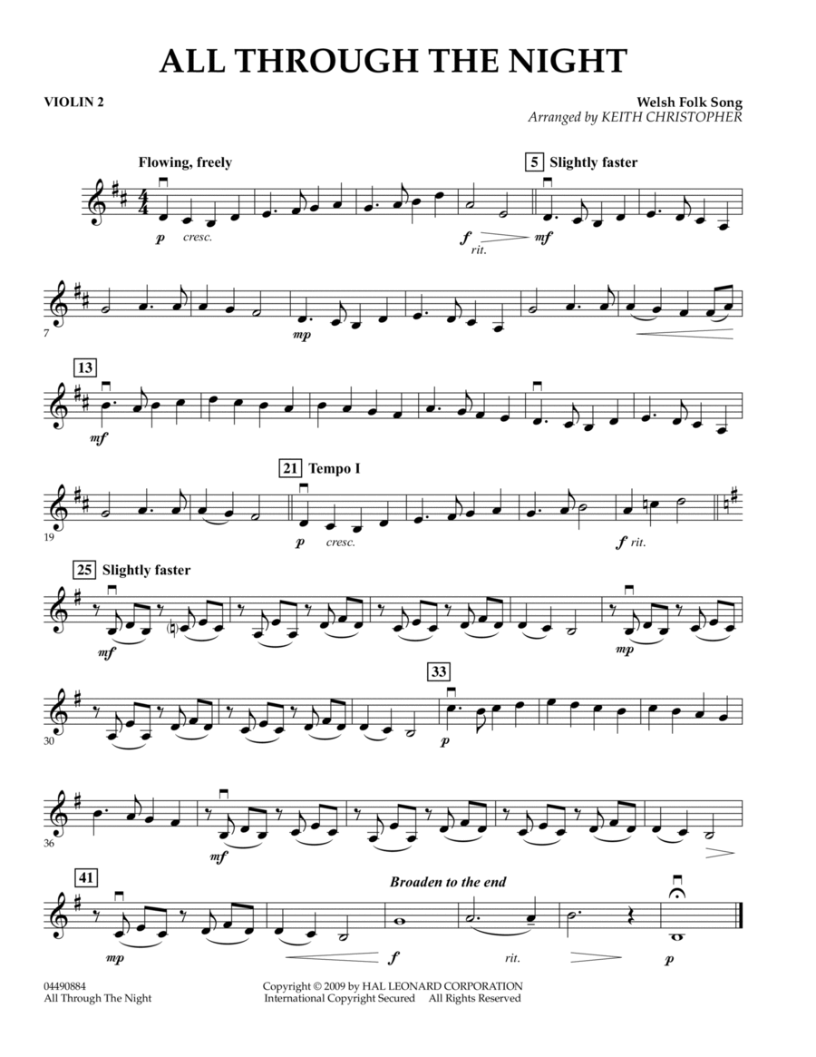 All Through The Night - Violin 2 Violin scores gallery preview page 1