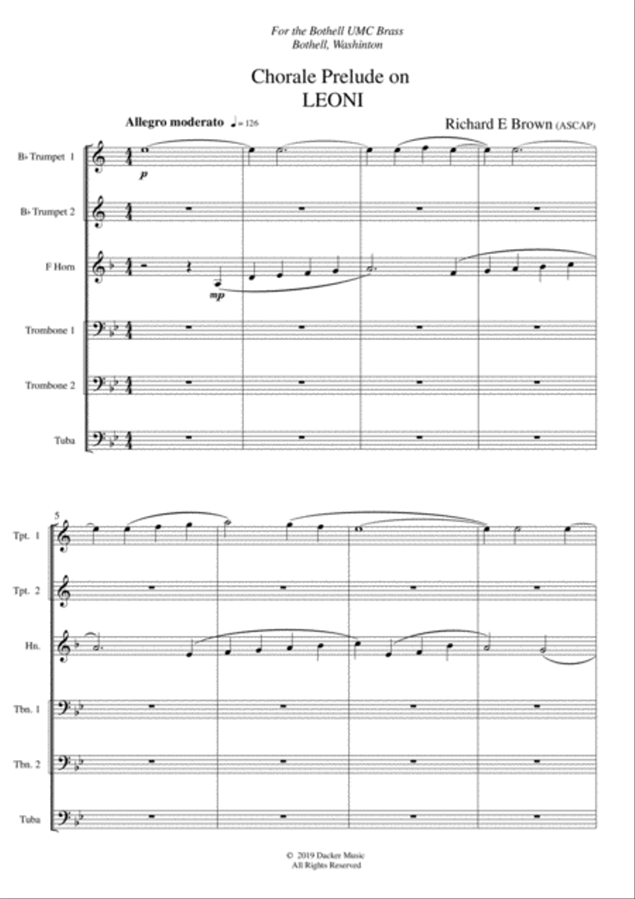 Chorale Prelude on Leoni - Brass Sextet Brass Ensemble scores gallery preview page 2