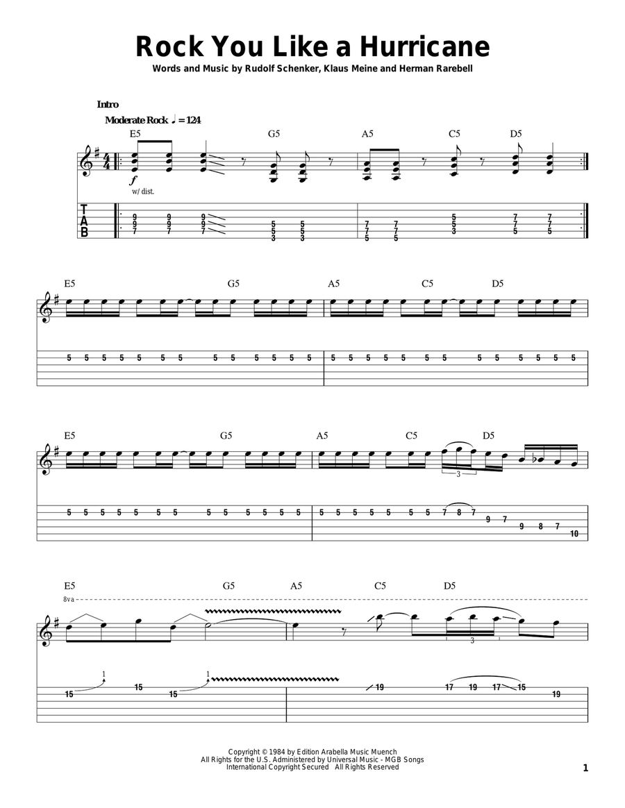 Rock You Like A Hurricane Electric Guitar scores gallery preview page 1