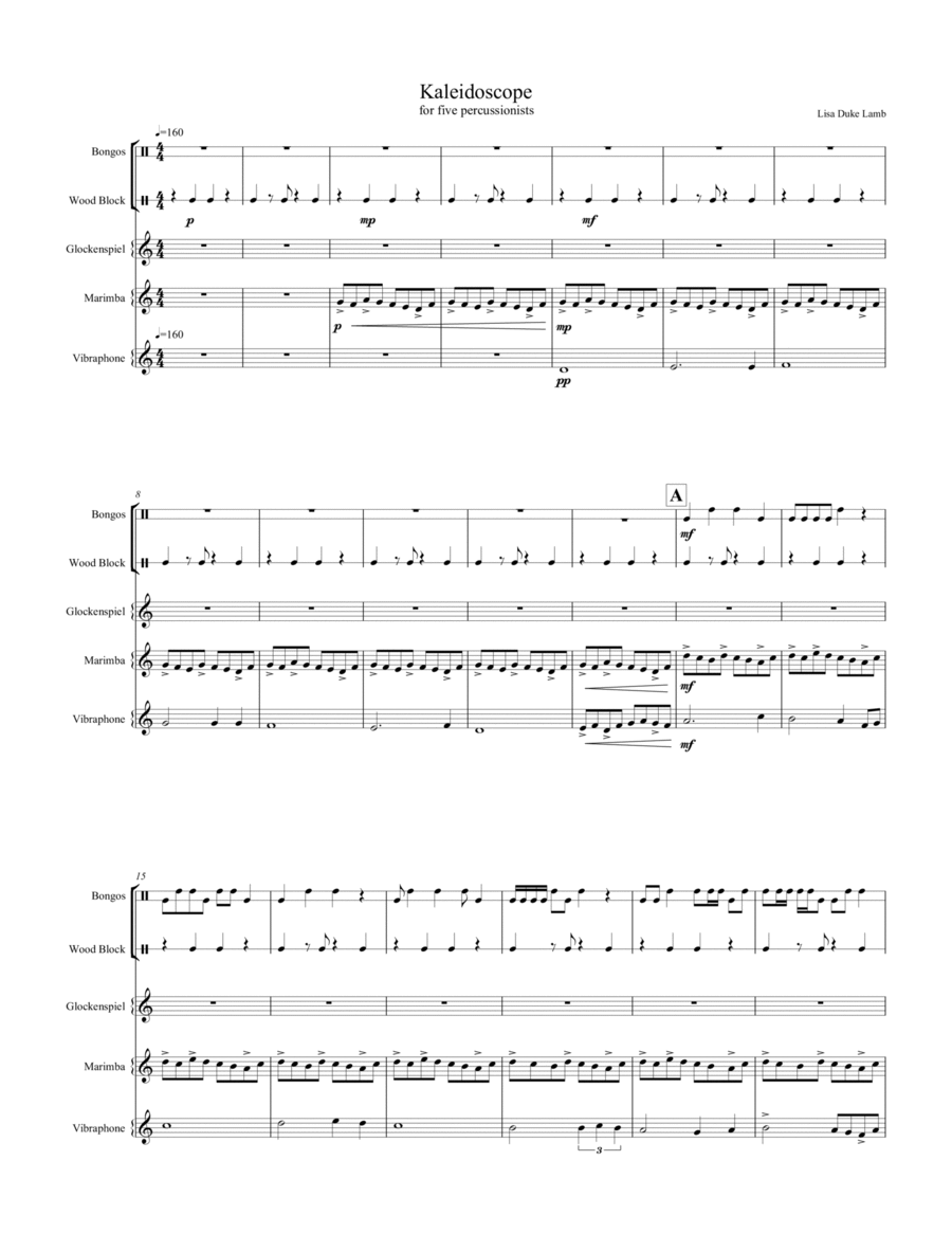 Kaleidoscope Percussion Ensemble scores gallery preview page 1