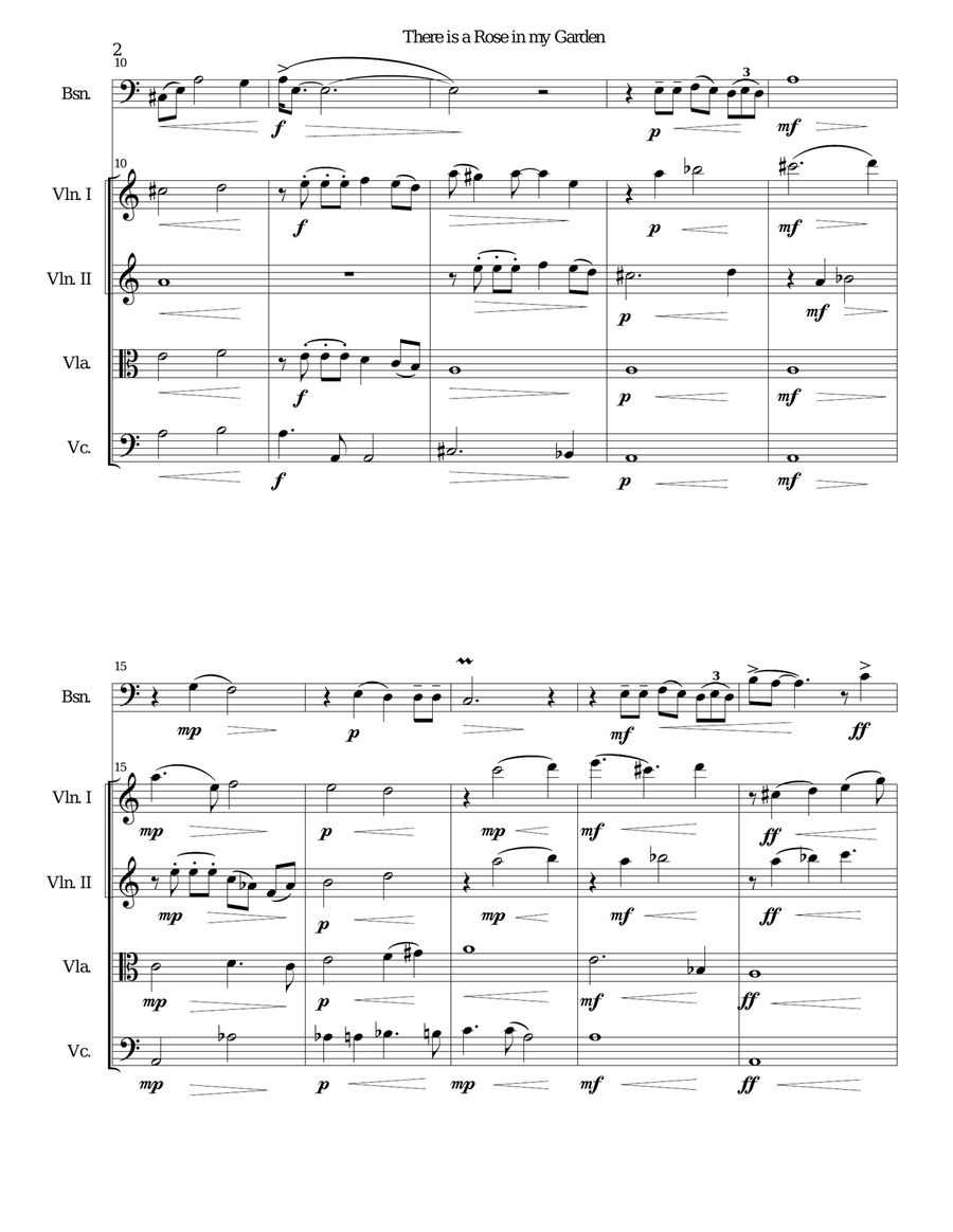 There is a Rose in my Garden for bassoon and strings Chamber Orchestra scores gallery preview page 2
