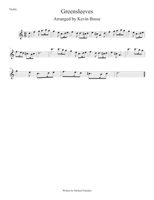 Greensleeves (Easy key of C) Violin